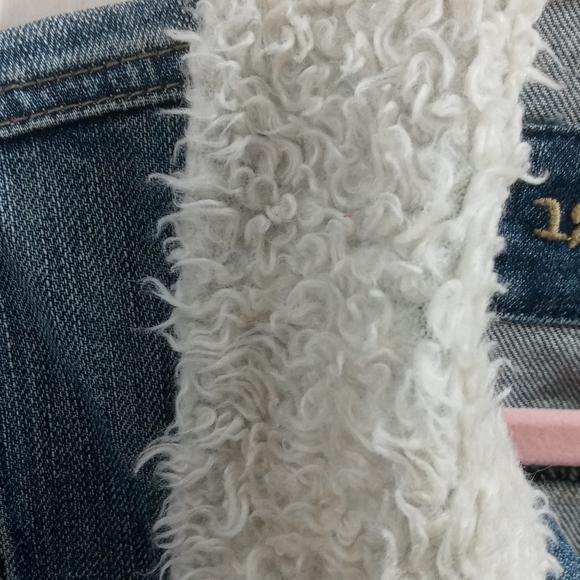 12345678 Fur Trim Cropped Jean Jacket Size Medium - Picture 5 of 8